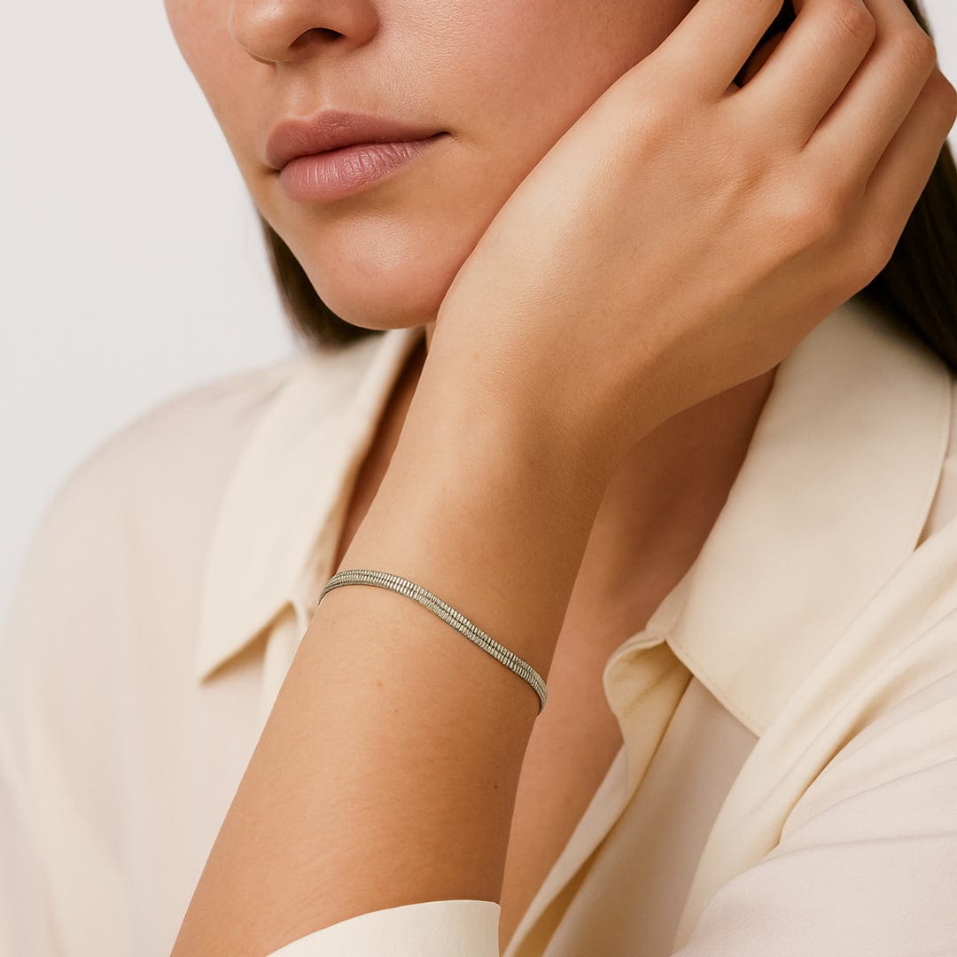 PULSERA FLAT SNAKE - SILVER - WATERPROOF