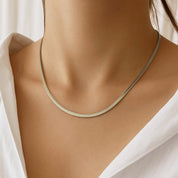 COLLAR FLAT SNAKE - SILVER - WATERPROOF