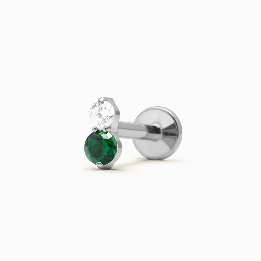 DUALIS PIERCING TITANIO VERDE - SILVER - WATERPROOF