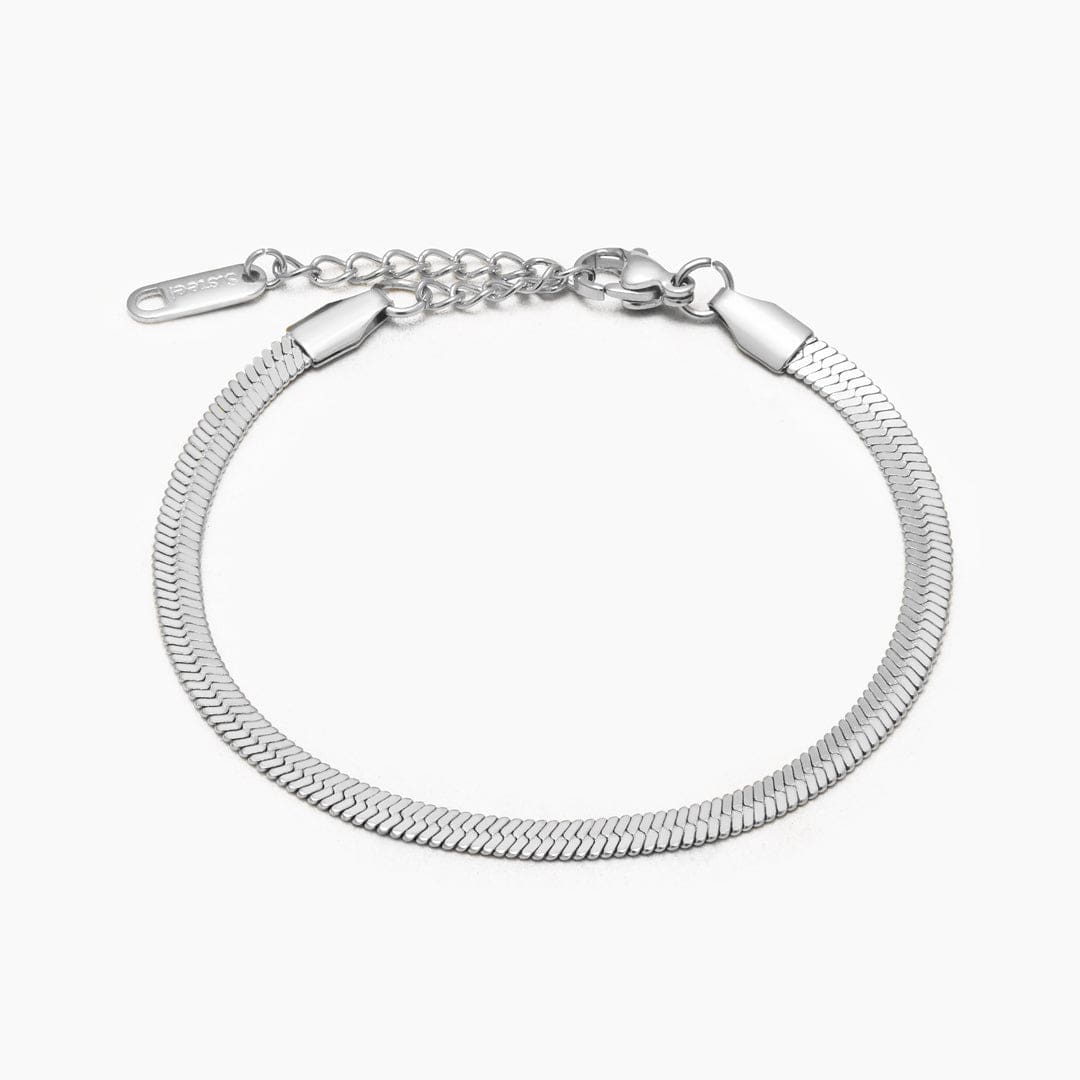 PULSERA FLAT SNAKE - SILVER - WATERPROOF