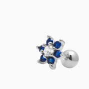 FLOWER PIERCING SILVER - AZUL PLATA925