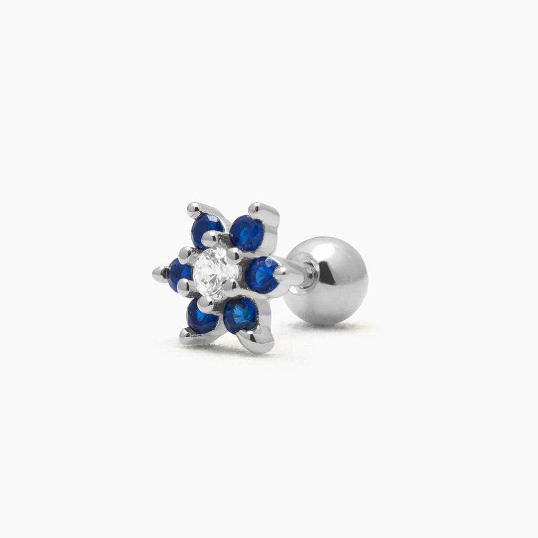 FLOWER PIERCING SILVER - AZUL PLATA925