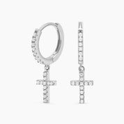 HANGING CROSS HOOPS SILVER