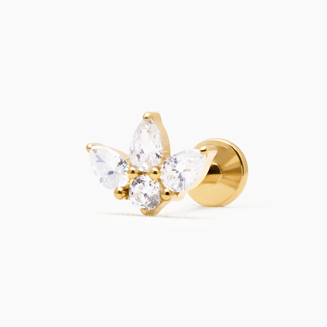 LOTUS PIERCING TITANIO WHITE - GOLD - WATERPROOF