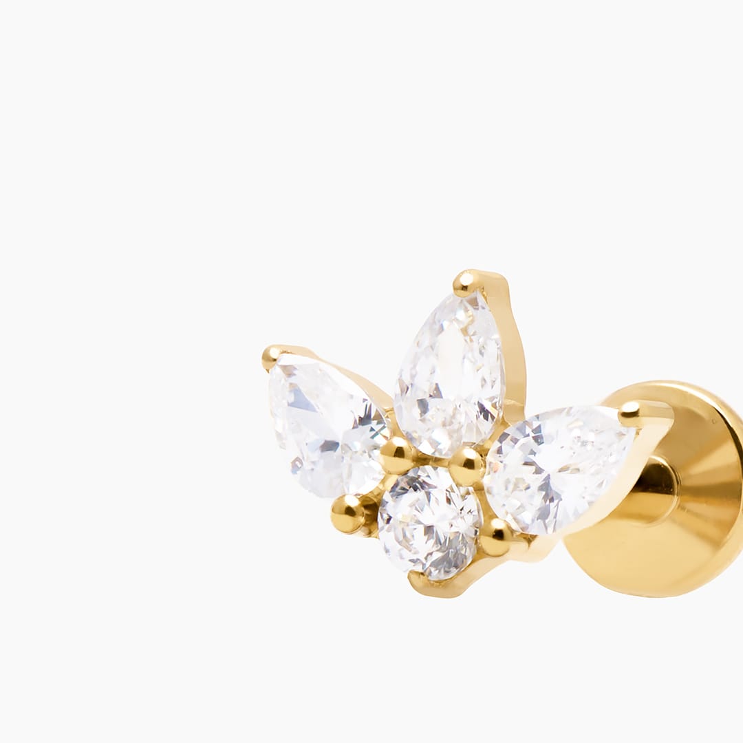 LOTUS PIERCING TITANIO WHITE - GOLD - WATERPROOF
