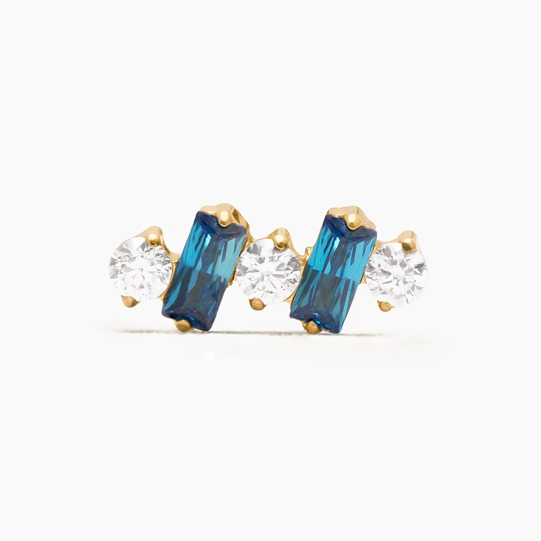 LYRIS AZUL TURQUESA PIERCING TITANIO - GOLD - WATERPROOF