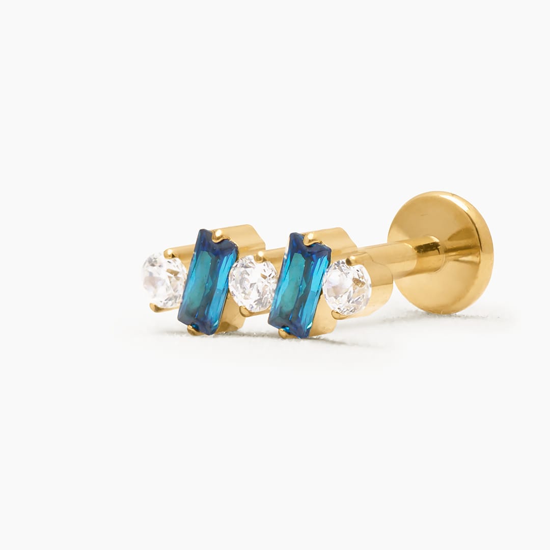 LYRIS AZUL TURQUESA PIERCING TITANIO - GOLD - WATERPROOF