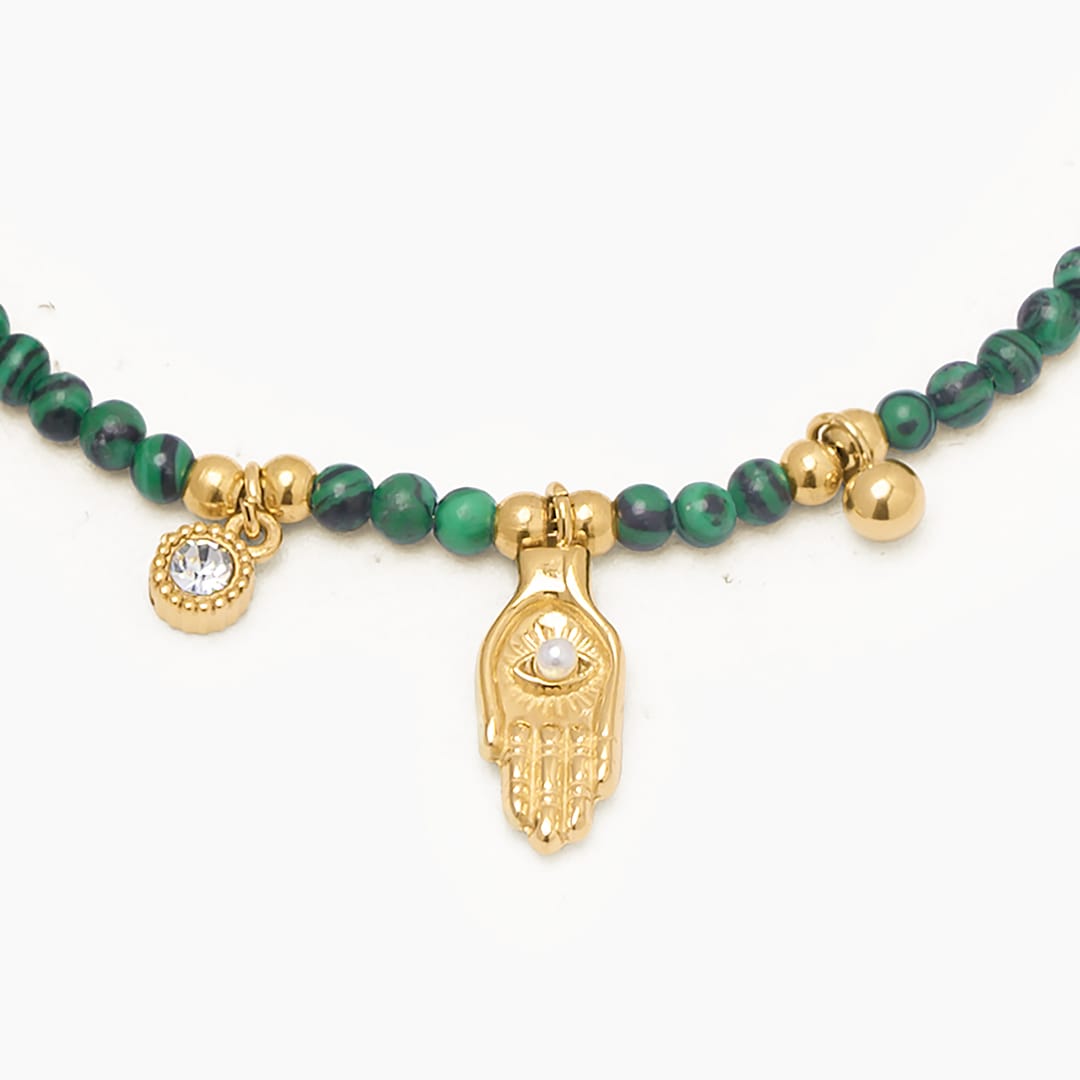 PULSERA MANO HAMSA VERDE - WATERPROOF