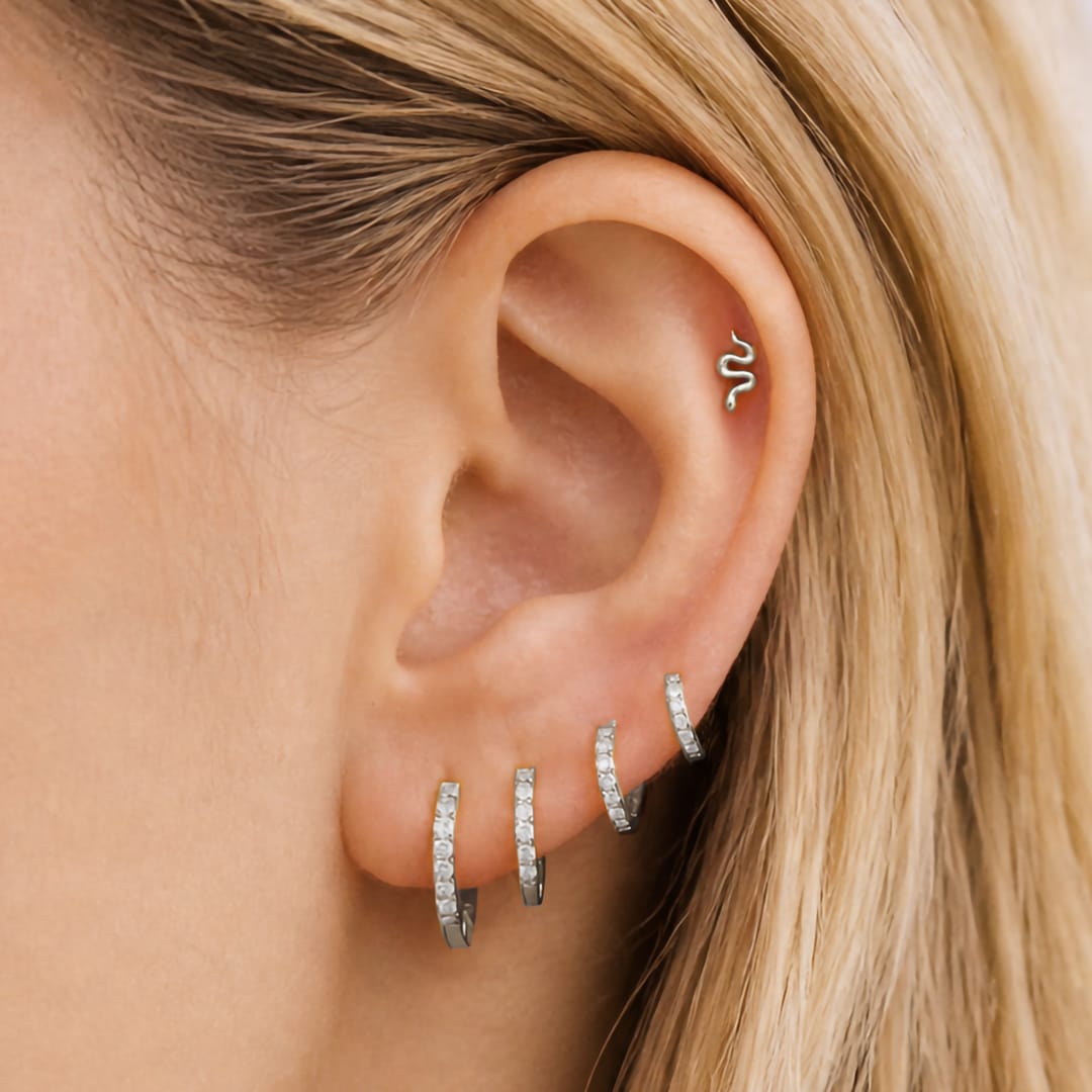 SERPIENTE MINI PIERCING TITANIO - SILVER - WATERPROOF