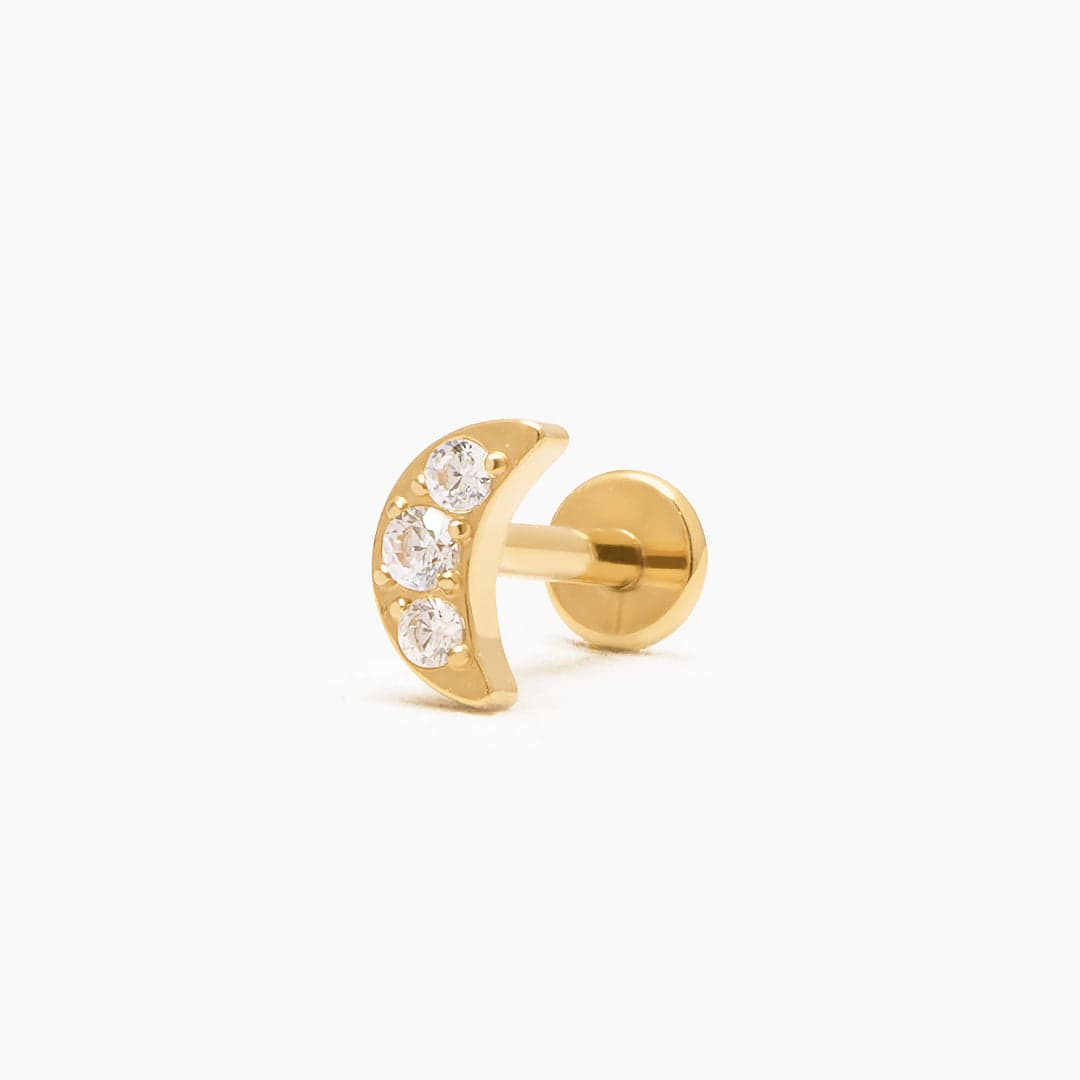 SHINY MOON PIERCING TITANIO - GOLD - WATERPROOF