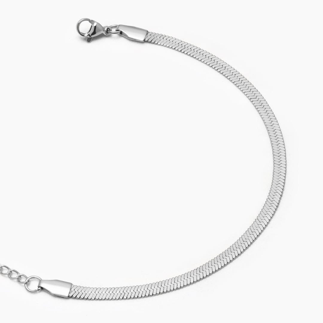 PULSERA FLAT SNAKE - SILVER - WATERPROOF