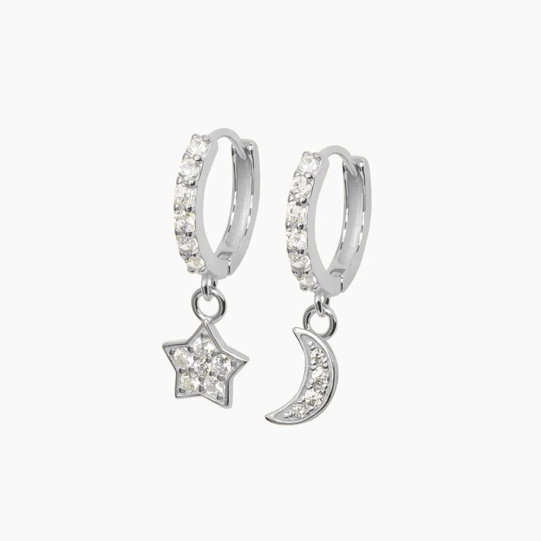 STAR MOON HOOPS - SILVER PLATA925