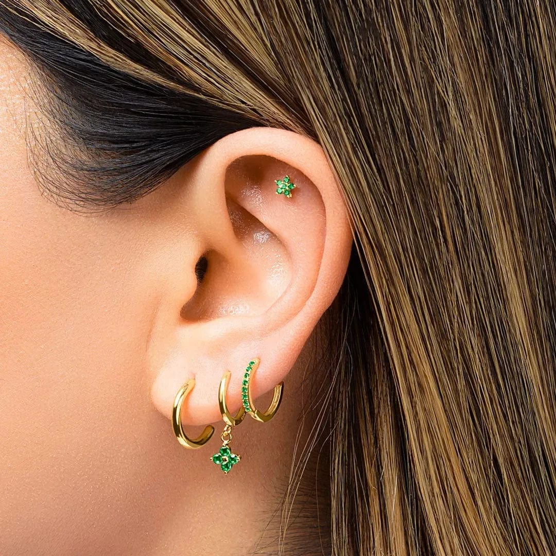 ARETES FLOWER - GREEN PLATA925