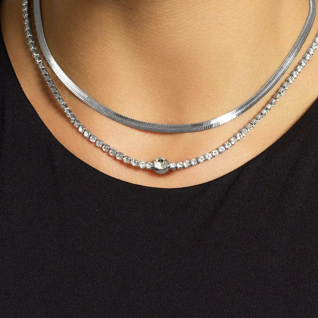 COLLAR FLAT SNAKE - SILVER - WATERPROOF