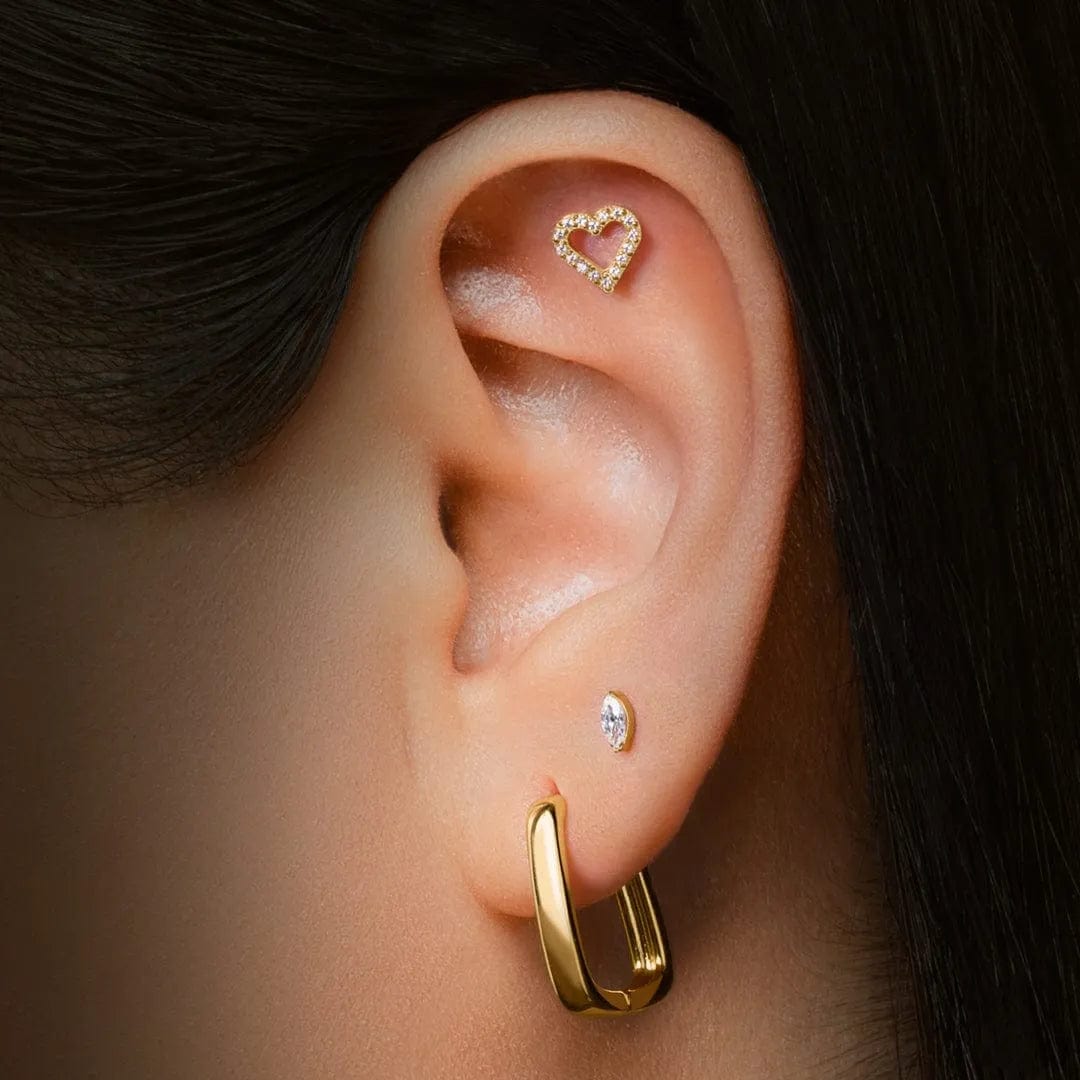 CUORE PIERCING TITANIO - GOLD - WATERPROOF
